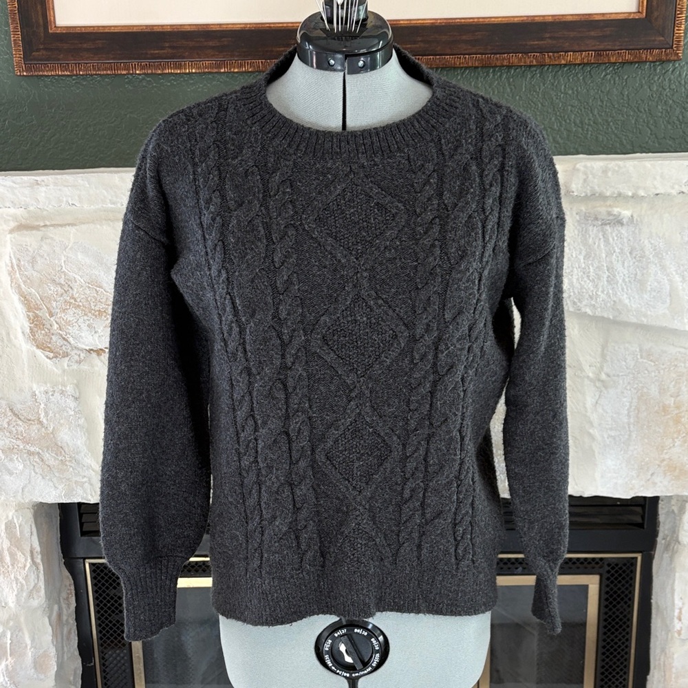 LOFT Charcoal Cable Knit Sweater